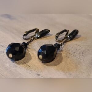 Vintage Black Drop Dangle Clip-On Earrings [ Read Details ]